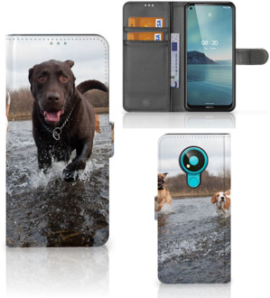 B2Ctelecom GSM Hoesje Nokia 3.4 Wallet Book Case Honden Labrador