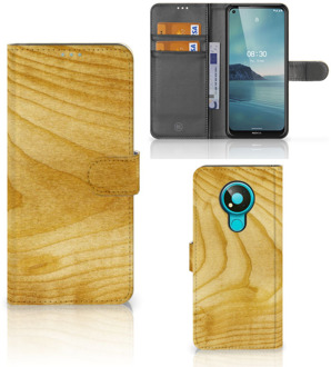 B2Ctelecom GSM Hoesje Nokia 3.4 Wallet Book Case Licht Hout