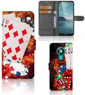 B2Ctelecom GSM Hoesje Nokia 3.4 Wallet Book Case Personaliseren Casino