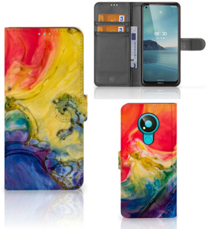 B2Ctelecom GSM Hoesje Nokia 3.4 Wallet Book Case Watercolor Dark