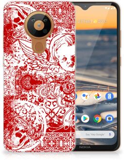 B2Ctelecom GSM Hoesje Nokia 5.3 Back Case TPU Siliconen Hoesje Angel Skull Red