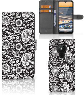 B2Ctelecom GSM Hoesje Nokia 5.3 Beschermhoes Black Flowers