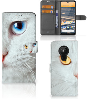 B2Ctelecom GSM Hoesje Nokia 5.3 Bookcover Case Witte Kat