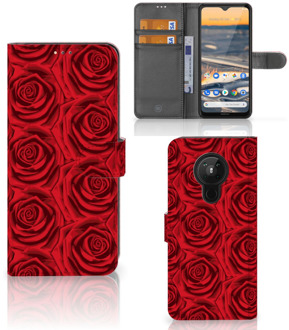 B2Ctelecom GSM Hoesje Nokia 5.3 Mobiel Bookcase Red Roses