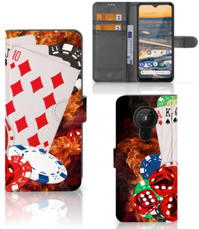 B2Ctelecom GSM Hoesje Nokia 5.3 Wallet Book Case Personaliseren Casino