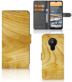 B2Ctelecom GSM Hoesje Nokia 5.3 Wallet Case Licht Hout