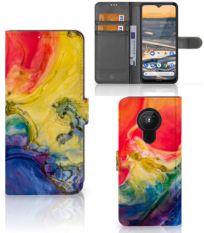 B2Ctelecom GSM Hoesje Nokia 5.3 Wallet Case Watercolor Dark