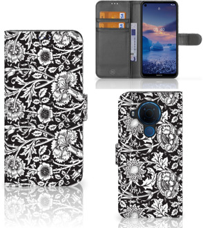 B2Ctelecom GSM Hoesje Nokia 5.4 Beschermhoes Black Flowers