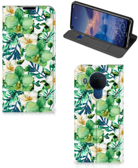 B2Ctelecom GSM Hoesje Nokia 5.4 Bookcase Cover Orchidee Groen