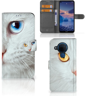 B2Ctelecom GSM Hoesje Nokia 5.4 Bookcover Case Witte Kat