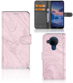 B2Ctelecom GSM Hoesje Nokia 5.4 Flip Case Marble Pink