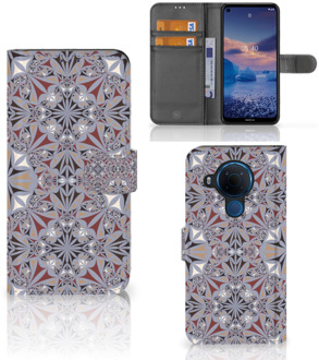 B2Ctelecom GSM Hoesje Nokia 5.4 Flipcover Flower Tiles