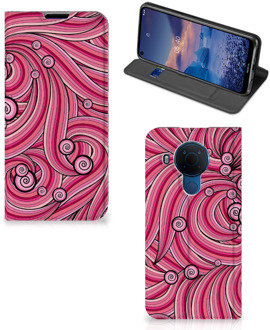 B2Ctelecom GSM Hoesje Nokia 5.4 Foto Hoesje ontwerpen Swirl Pink