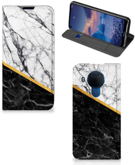 B2Ctelecom GSM Hoesje Nokia 5.4 Mobiel Case Marble White Black