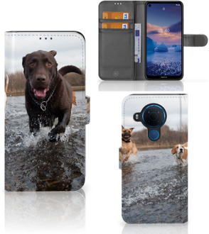 B2Ctelecom GSM Hoesje Nokia 5.4 Wallet Book Case Honden Labrador