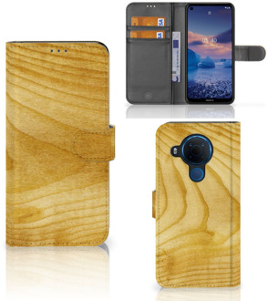 B2Ctelecom GSM Hoesje Nokia 5.4 Wallet Book Case Licht Hout