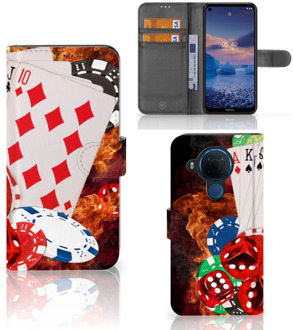 B2Ctelecom GSM Hoesje Nokia 5.4 Wallet Book Case Personaliseren Casino