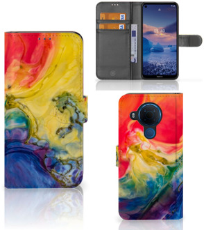 B2Ctelecom GSM Hoesje Nokia 5.4 Wallet Book Case Watercolor Dark