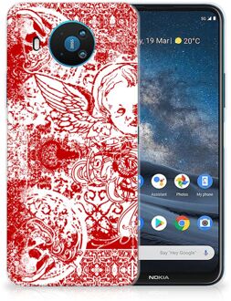 B2Ctelecom GSM Hoesje Nokia 8.3 Back Case TPU Siliconen Hoesje Angel Skull Red