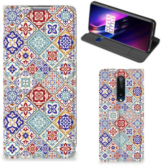 B2Ctelecom GSM Hoesje OnePlus 8 Book Case met foto Tegels Kleur