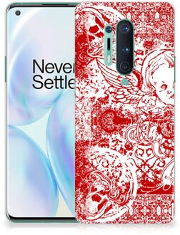 B2Ctelecom GSM Hoesje OnePlus 8 Pro Back Case TPU Siliconen Hoesje Angel Skull Red