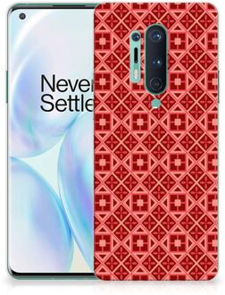 B2Ctelecom GSM Hoesje OnePlus 8 Pro Hoesje met Tekst Batik Red