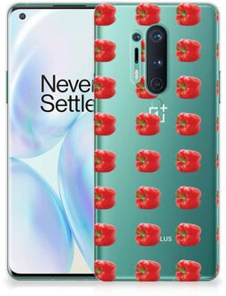 B2Ctelecom GSM Hoesje OnePlus 8 Pro Smartphonehoesje Transparant Paprika Red