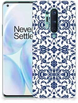 B2Ctelecom GSM Hoesje OnePlus 8 Pro Trendy Telefoonhoesjes Flower Blue