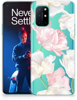 B2Ctelecom GSM Hoesje OnePlus 8T Back Case TPU Siliconen Hoesje Doorzichtig Mooie Bloemen