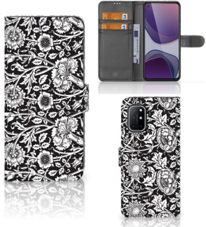 B2Ctelecom GSM Hoesje OnePlus 8T Beschermhoes Black Flowers