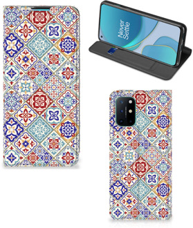 B2Ctelecom GSM Hoesje OnePlus 8T Book Case met foto Tegels Kleur