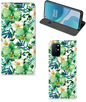 B2Ctelecom GSM Hoesje OnePlus 8T Bookcase Cover Orchidee Groen