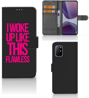 B2Ctelecom GSM Hoesje OnePlus 8T Bookcase met quotes Woke Up