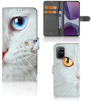 B2Ctelecom GSM Hoesje OnePlus 8T Bookcover Case Witte Kat