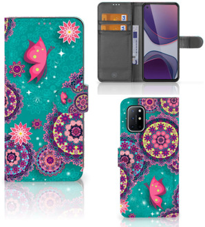 B2Ctelecom GSM Hoesje OnePlus 8T Flipcase Cirkels en Vlinders