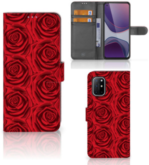 B2Ctelecom GSM Hoesje OnePlus 8T Mobiel Bookcase Red Roses