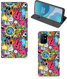 B2Ctelecom GSM Hoesje OnePlus 8T Telefoonhoesje Portemonnee Punk Rock