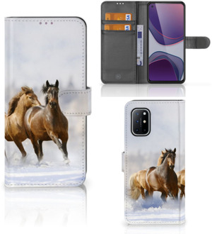 B2Ctelecom GSM Hoesje OnePlus 8T Wallet Book Case Paarden