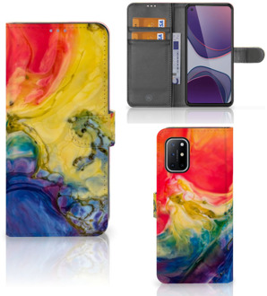 B2Ctelecom GSM Hoesje OnePlus 8T Wallet Book Case Watercolor Dark