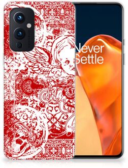 B2Ctelecom GSM Hoesje OnePlus 9 Back Case TPU Siliconen Hoesje Angel Skull Red