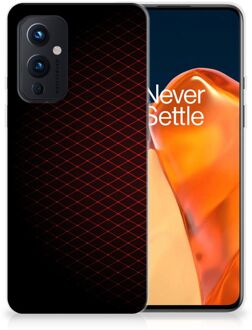 B2Ctelecom GSM Hoesje OnePlus 9 Backcase TPU Siliconen Hoesje Geruit Rood