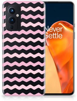 B2Ctelecom GSM Hoesje OnePlus 9 Bumper Hoesje Waves Roze