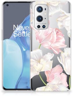 B2Ctelecom GSM Hoesje OnePlus 9 Pro Back Case TPU Siliconen Hoesje Doorzichtig Mooie Bloemen