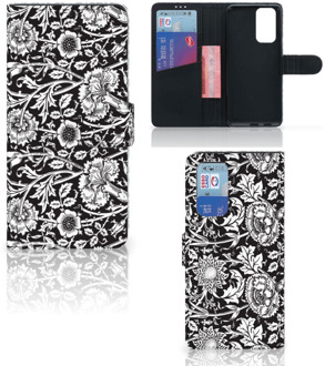 B2Ctelecom GSM Hoesje OnePlus 9 Pro Beschermhoes Black Flowers