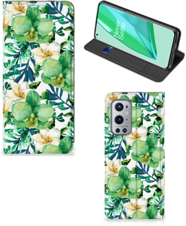 B2Ctelecom GSM Hoesje OnePlus 9 Pro Bookcase Cover Orchidee Groen