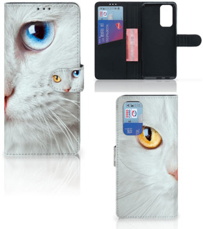 B2Ctelecom GSM Hoesje OnePlus 9 Pro Bookcover Case Witte Kat