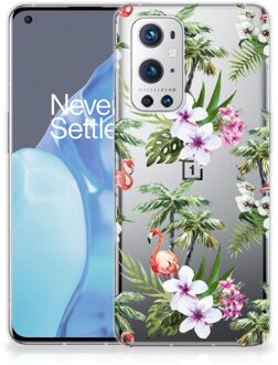 B2Ctelecom GSM Hoesje OnePlus 9 Pro Doorzichtig Hoesje Flamingo Palms