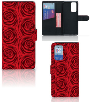 B2Ctelecom GSM Hoesje OnePlus 9 Pro Mobiel Bookcase Red Roses