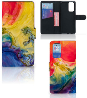 B2Ctelecom GSM Hoesje OnePlus 9 Pro Wallet Book Case Watercolor Dark