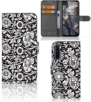 B2Ctelecom GSM Hoesje OnePlus Nord Beschermhoes Black Flowers